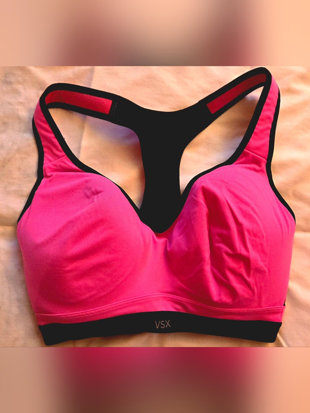 Victoria's Secret Pink and Black Racerback Sports Bra Size 32DDD